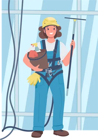 Woman window washer  Illustration