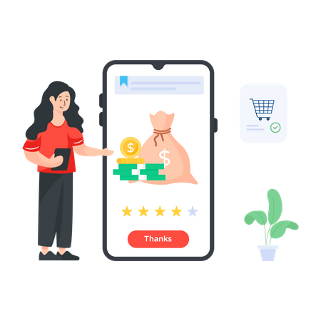 Woman winning Loyalty Points  Illustration