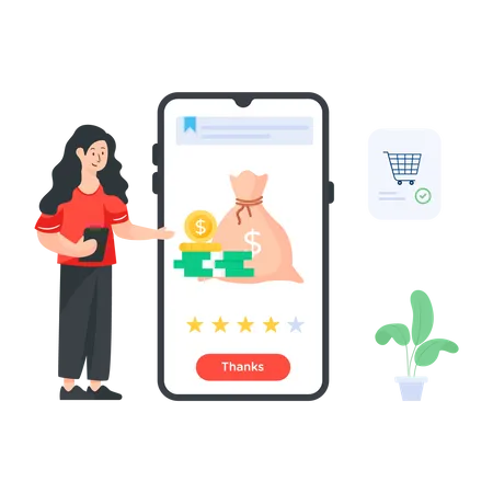 Woman winning Loyalty Points  Illustration