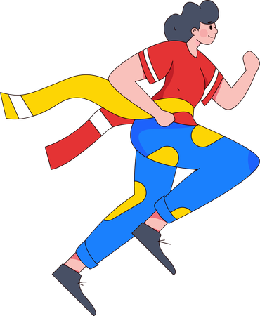 Woman winning race  Illustration