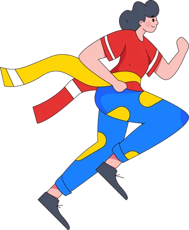 Woman winning race  Illustration