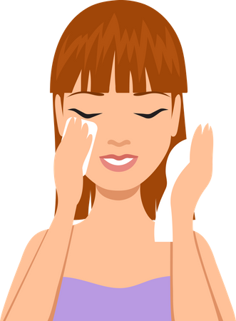 Woman wiping face using wet wipes  Illustration