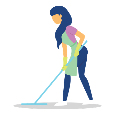 Woman wiping floor  Illustration
