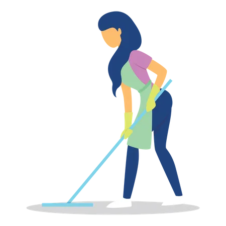 Woman wiping floor  Illustration