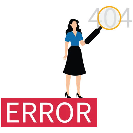 Woman with 404 Error Page  Illustration