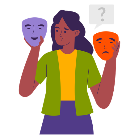 Woman with a bipolar disorder  Illustration