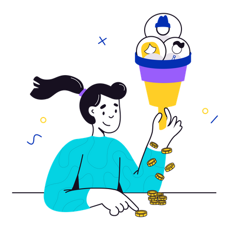 Woman with a customer sales funnel Illustration