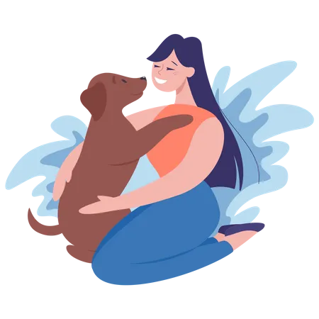 Woman with a dog Illustration