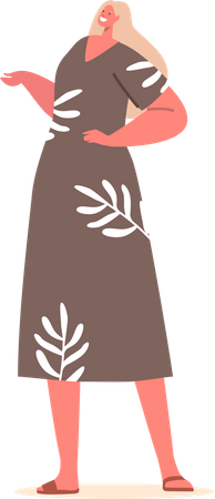 Woman With A Radiant Smile And A Welcoming Gesture  Illustration