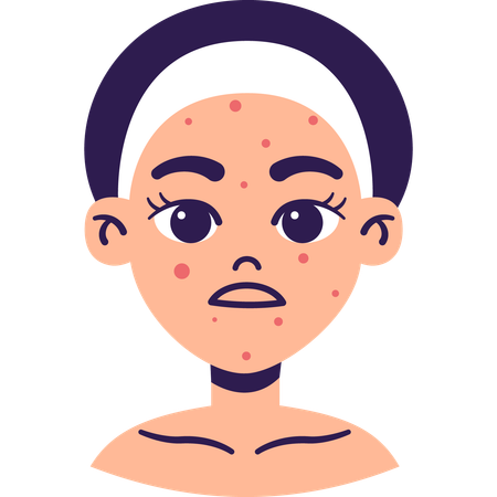 Woman with Acne Skin  Illustration