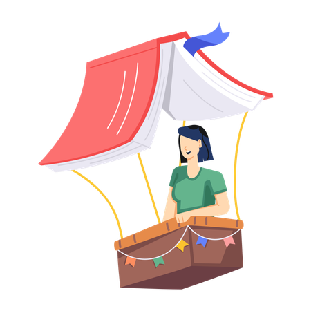 Woman with Adventure Book  Illustration