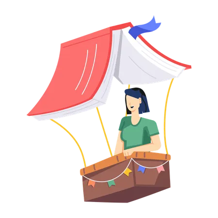 Woman with Adventure Book  Illustration