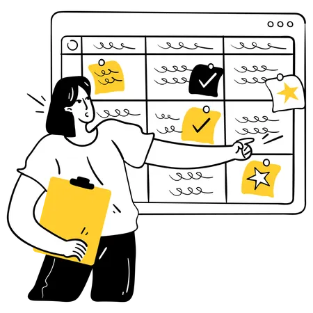 Woman with Agile Workflow  Illustration