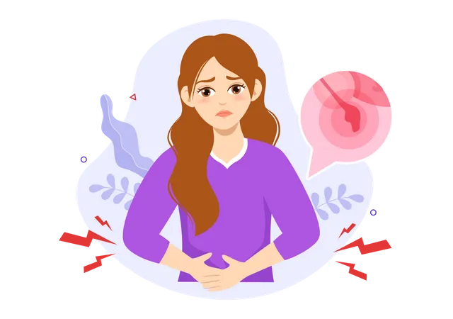 Woman with appendicitis Illustration