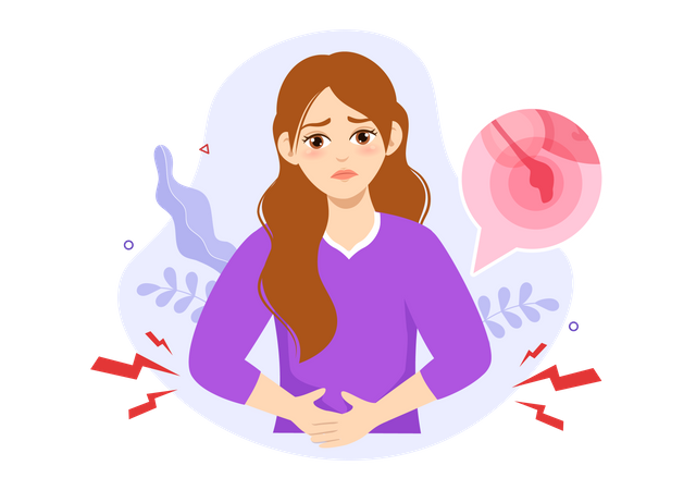 Woman with appendicitis  Illustration