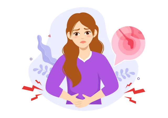 Woman with appendicitis  Illustration