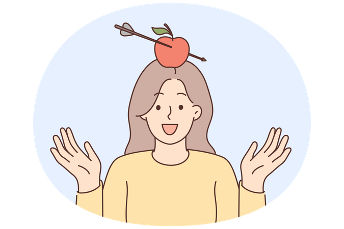 Woman with apple pierced with arrow  Illustration