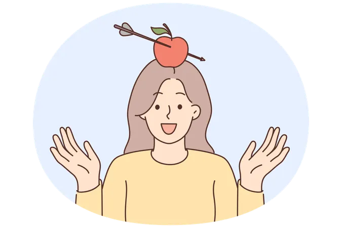 Woman with apple pierced with arrow  Illustration