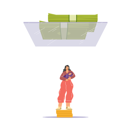 Woman with baby under glass ceiling  Illustration