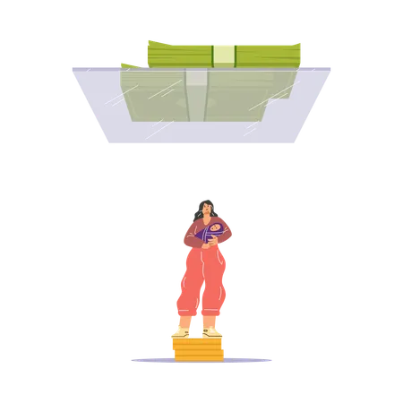 Woman with baby under glass ceiling  Illustration