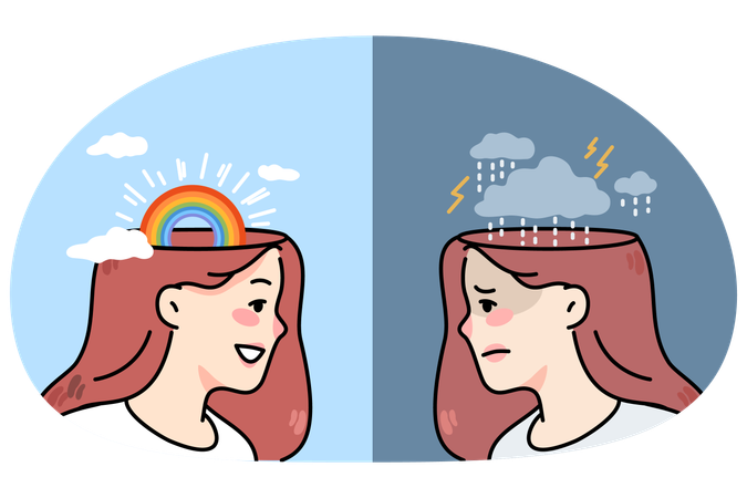 Woman with bad mood and good mood  Illustration