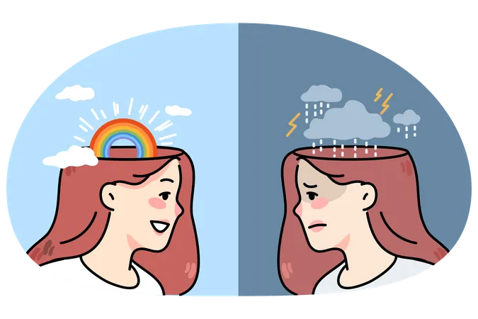 Woman with bad mood and good mood  Illustration