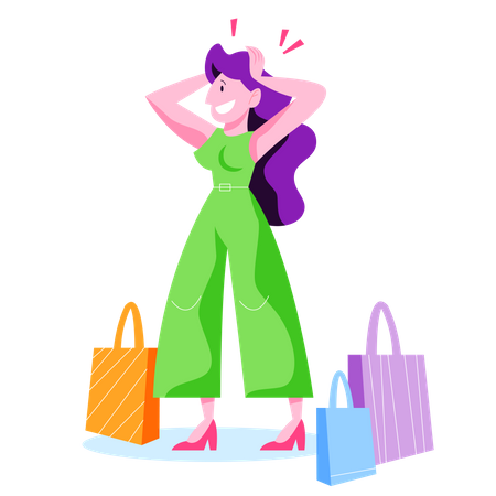Woman with bag  Illustration
