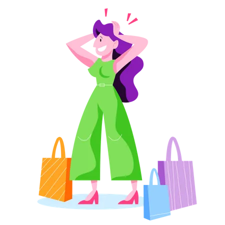 Woman with bag  Illustration