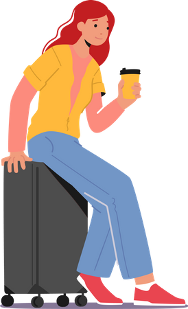 Woman with Baggage Illustration