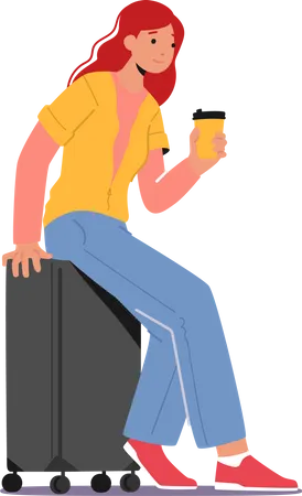 Woman with Baggage Illustration