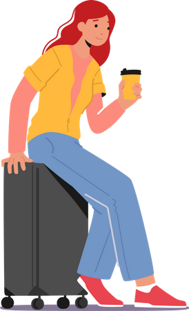 Woman with Baggage  Illustration