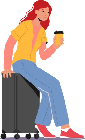 Woman with Baggage  Illustration