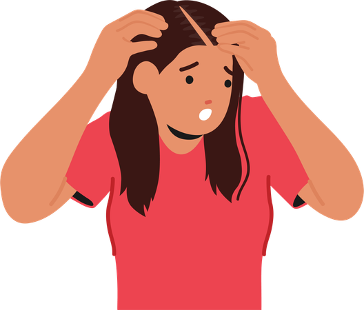 Woman With Baldness Hair Problem  Illustration