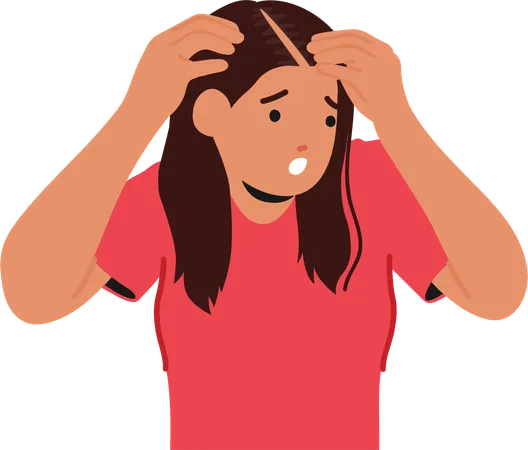 Woman With Baldness Hair Problem  Illustration