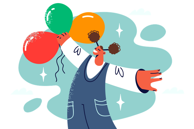 Woman with balloon  Illustration