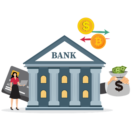 Woman with Banking Services Overview  Illustration