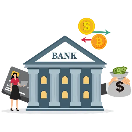 Woman with Banking Services Overview  Illustration