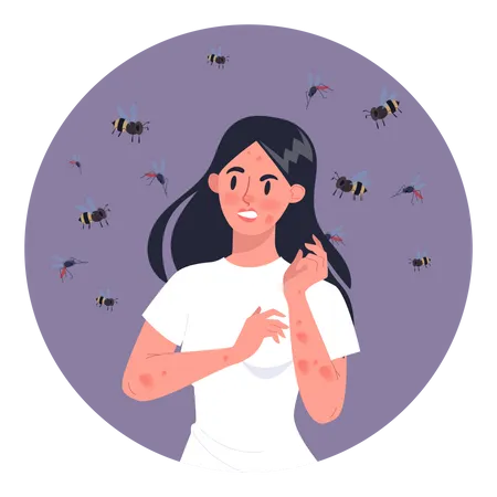 Woman with bee allergy Illustration