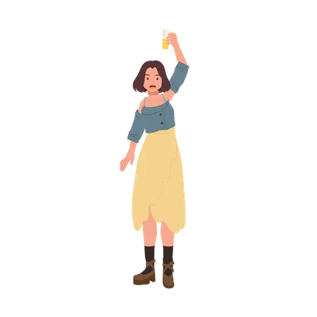 Woman with Beer Glass  Illustration