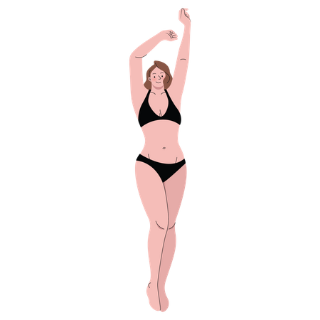 Woman with bikini stretching  Illustration