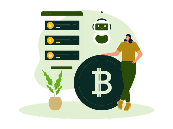 Woman with bitcoin Illustration