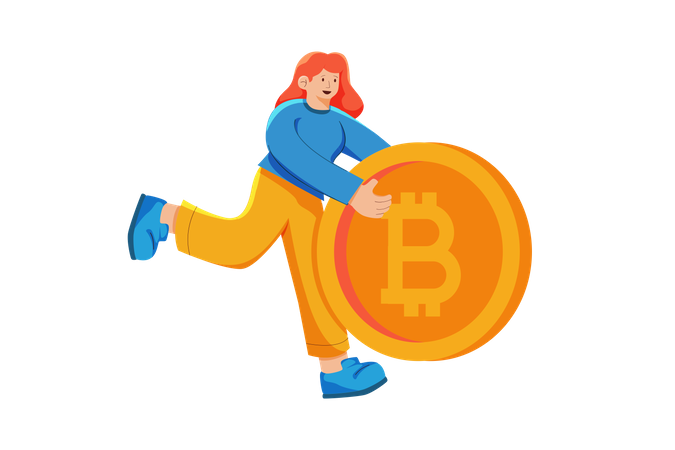 Woman with bitcoin investment  Illustration