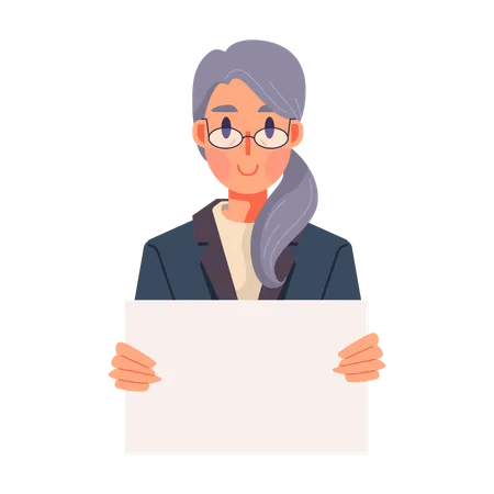 Woman with blank board  Illustration