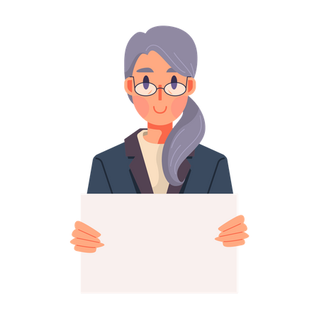 Woman with blank board  Illustration