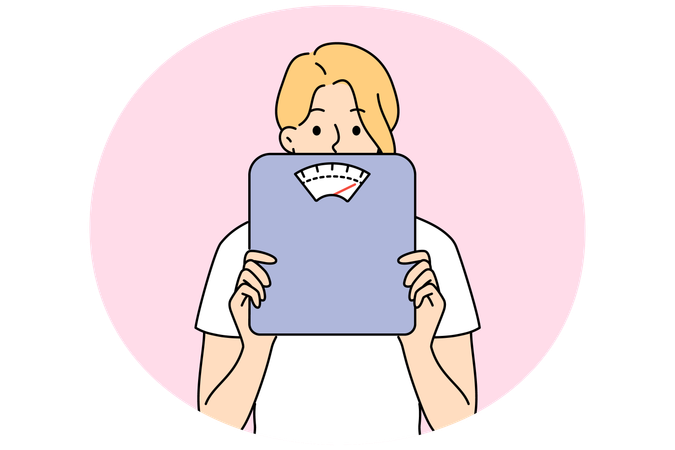 Woman with body scales in hands  Illustration