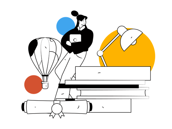 Woman with books  Illustration
