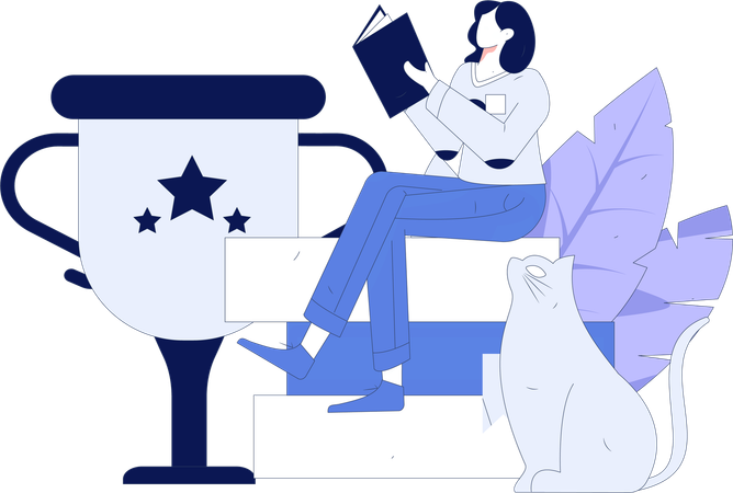 Woman with books  Illustration