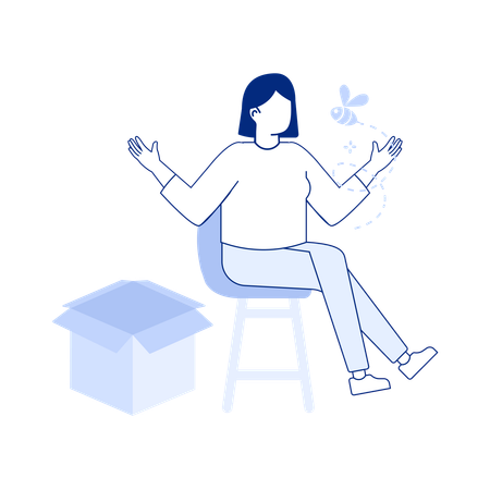 Woman with box  イラスト