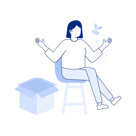 Woman with box  イラスト