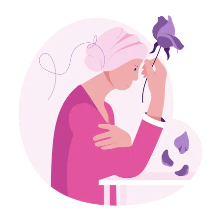 Woman with Breast Cancer Stress  Illustration